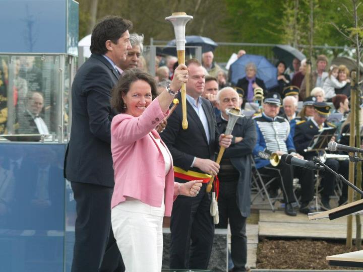 World Peace Flame monument in Belgium with Mansukh Patel